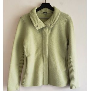 Eileen Fisher Womens Spring Green 100% Boiled Wool Snap Jacket